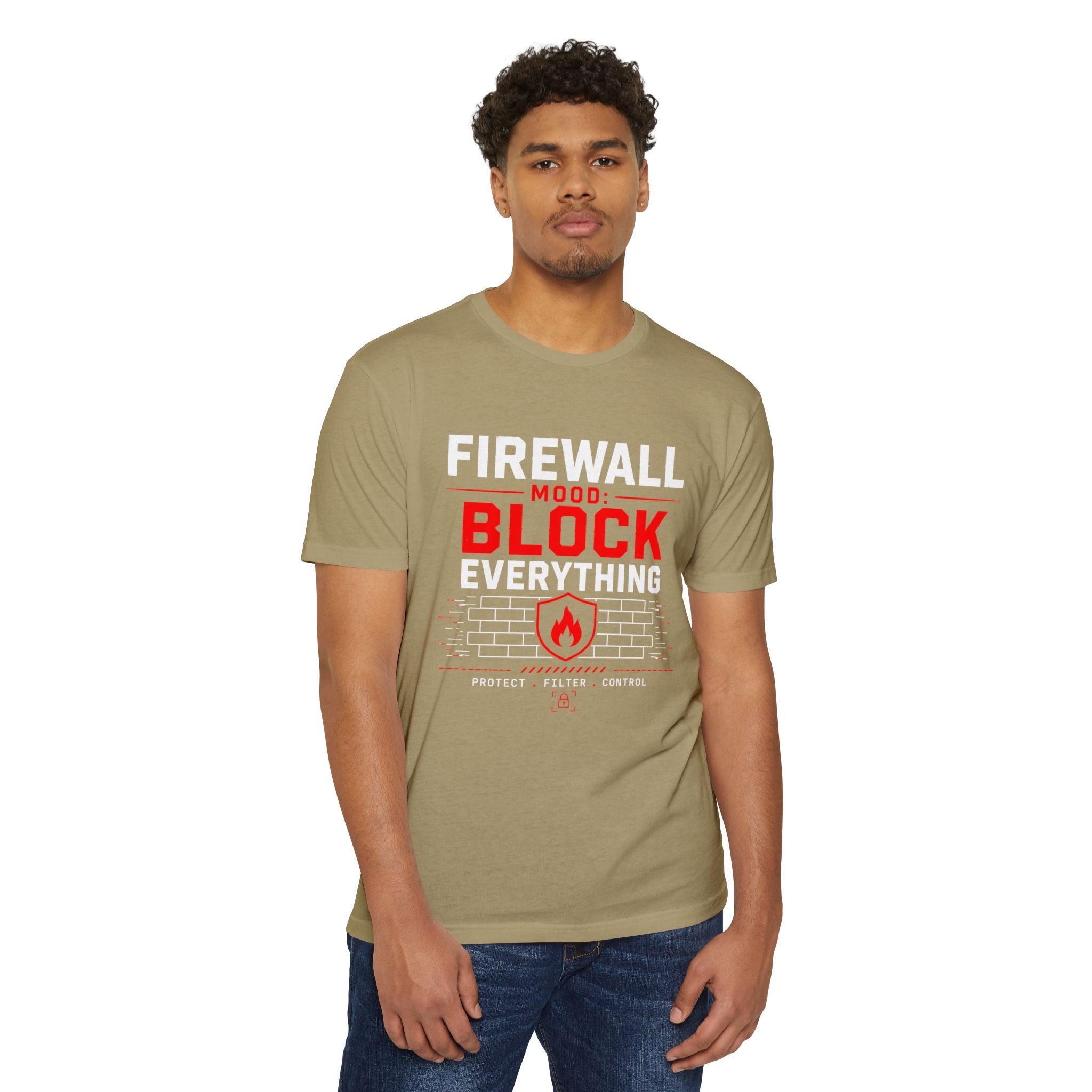 Firewall Mood Block Everything T-Shirt — Funny IT / Cybersecurity Tee for Network Engineers