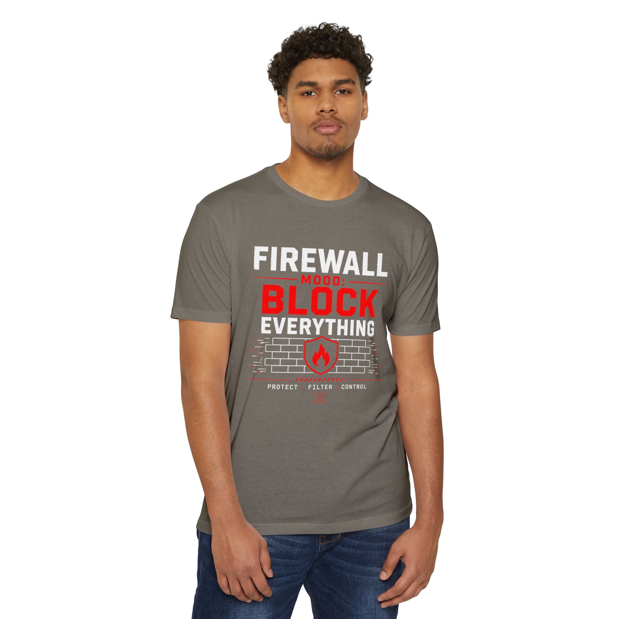 Firewall Mood Block Everything T-Shirt — Funny IT / Cybersecurity Tee for Network Engineers