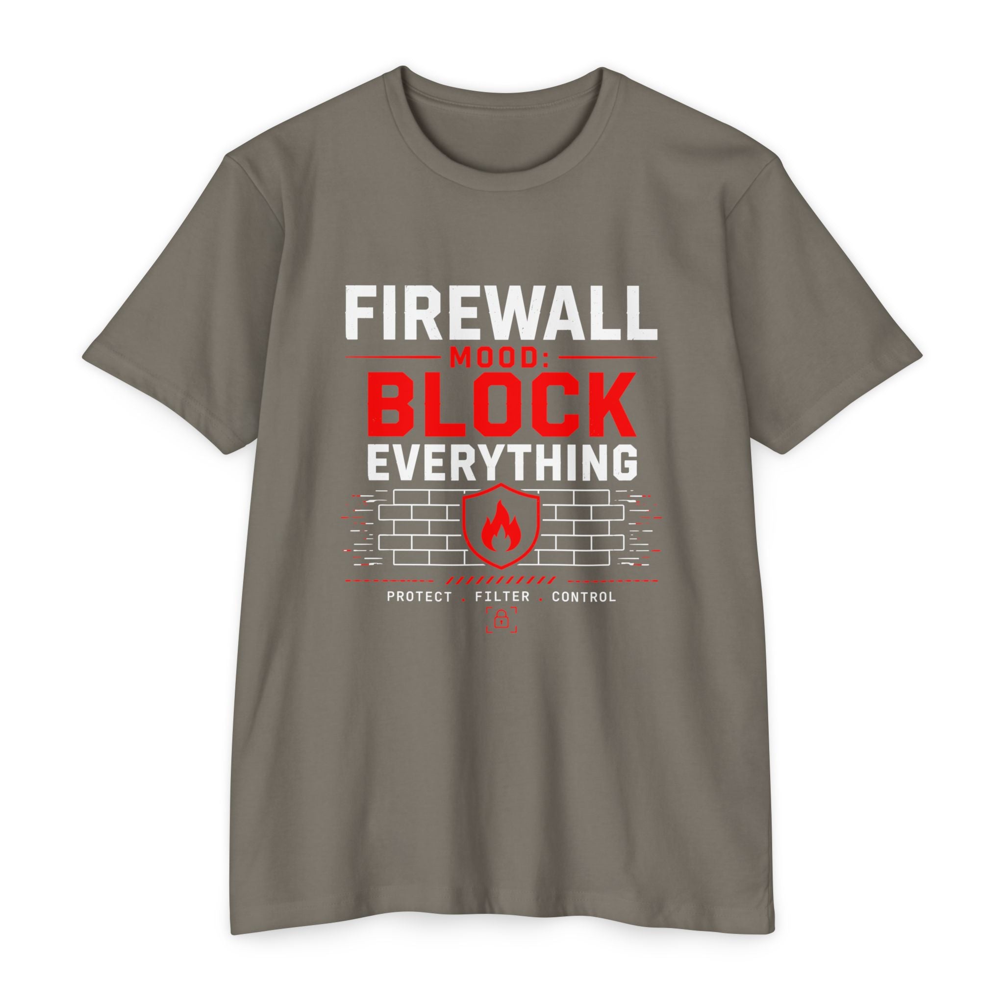 Firewall Mood Block Everything T-Shirt — Funny IT / Cybersecurity Tee for Network Engineers