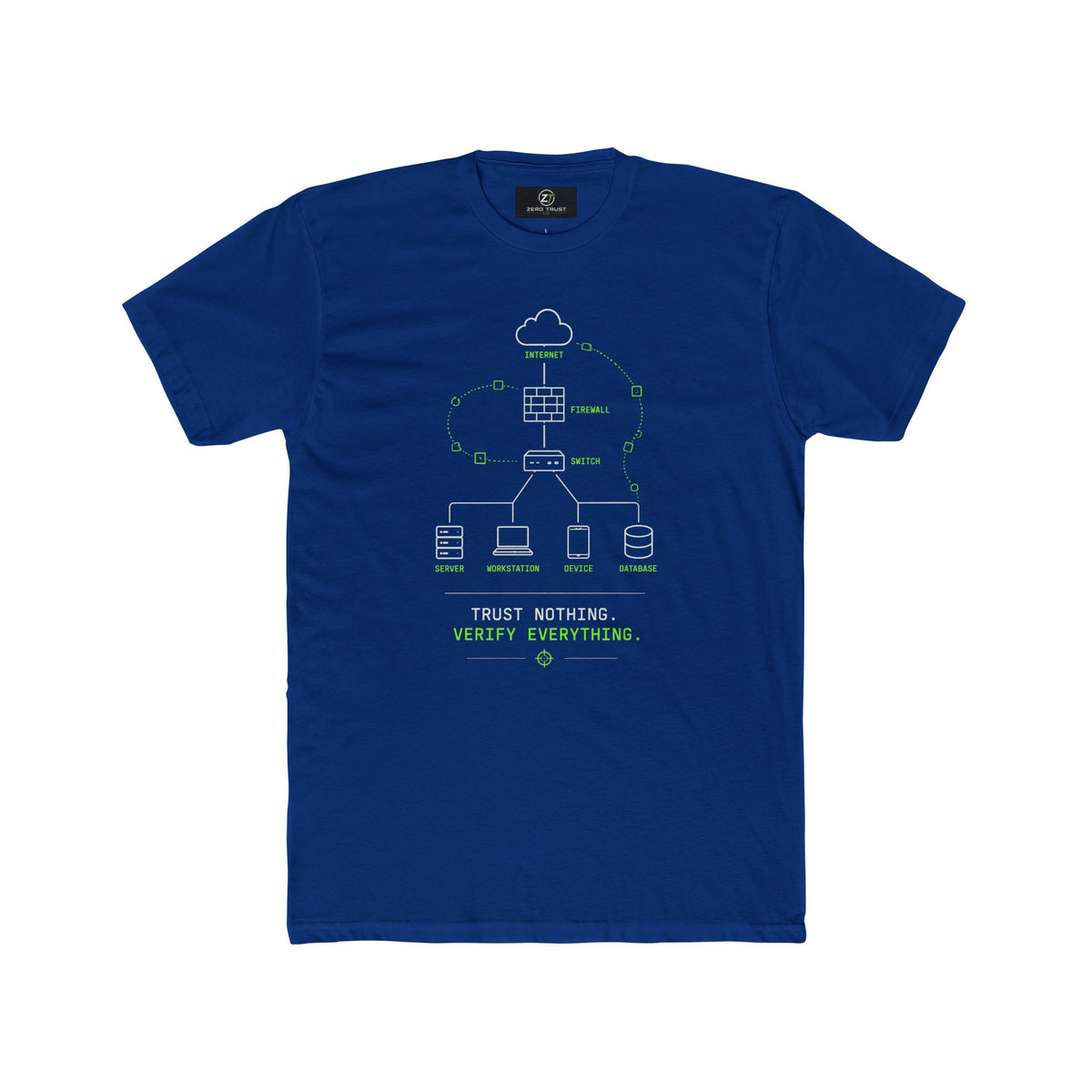 Cybersecurity Network Diagram Tee — "Trust Nothing. Verify Everything."