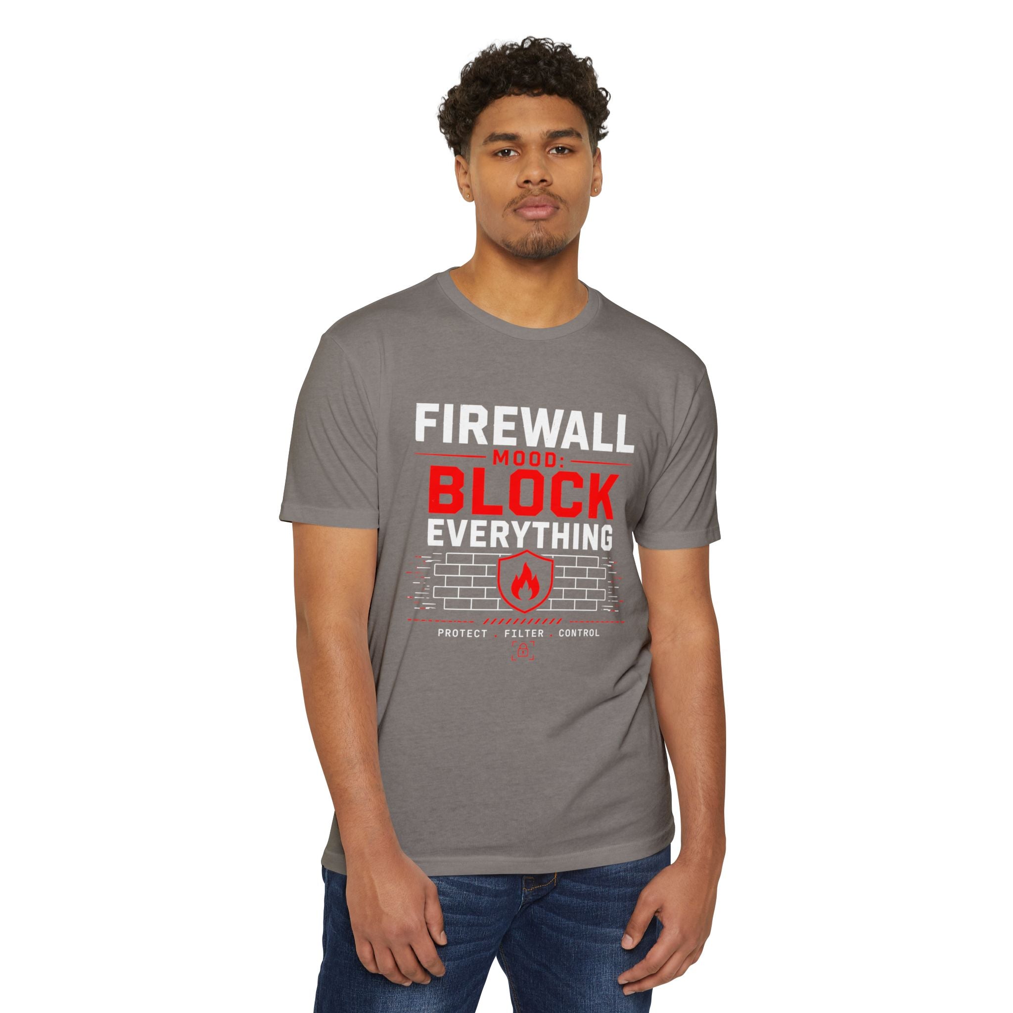 Firewall Mood Block Everything T-Shirt — Funny IT / Cybersecurity Tee for Network Engineers
